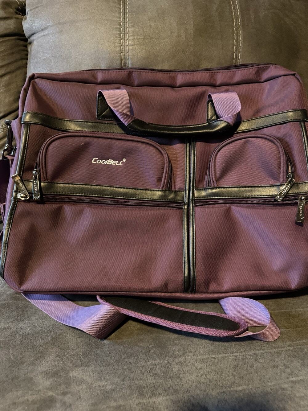CoolBell Laptop Messenger Bag Unisex Large Plum Multi-Pocket Padded Briefcase